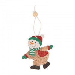 Pendentif de Noël en bois Bonhomme de Neige 54 x 58 Mm/2.2 mm