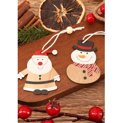Pendentif de Noël en bois Bonhomme de Neige 40 x 55 Mm/2.2 mm
