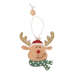 Pendentif de Noël en bois Cerf 54 x 60 mm / 2.2 mm