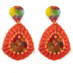 Pendentif en Rotin en Forme de Losange 40 x 50 mm