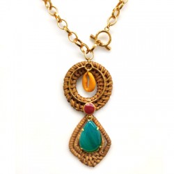 Pendentif en Rotin Losange 37 x 47 mm