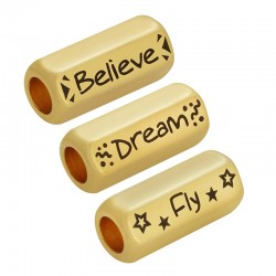Tube Hexagonal en Laiton « Fly Believe Dream » 8 x 19 mm Ø 5 mm