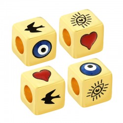 Cubo Metal Latón Ojo, Golondrina, Corazón Esmaltado 10mm (Ø5.2mm)
