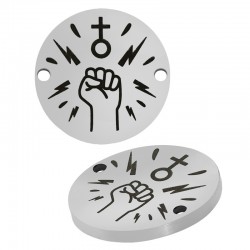 Connettore Rotondo in Acciaio Inossidabile 304 "Potere Femminile" 15 mm Ø1,2 mm