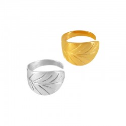 Anello Chevalier Regolabile in Metallo Ottone Foglia 60x12mm