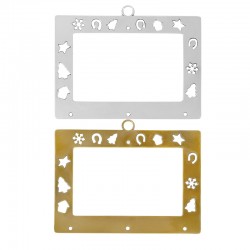 Pendentif Cadre Decoré en Métal/Zamac, 110x80mm