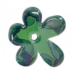 Pendentif Fleur en Céramique vert avec Émail 50 mm Ø4.5 mm