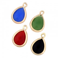 Brass Teardrop Setting with Glass Stone 6x8mm