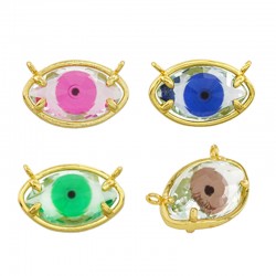 Breloque en Laiton « œil Maléfique » avec Strass 20 x 13 mm