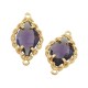 Brass Connector Oval Nail Setting with Glass Stone 17x13mm
