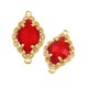 Brass Connector Oval Nail Setting with Glass Stone 17x13mm