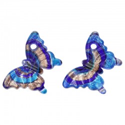 Pendentif Papillon en Verre de Style Murano 29 x 45 mm