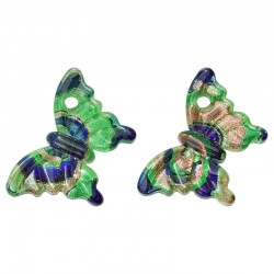 Pendentif Papillon en Verre de Style Murano 29 x 45 mm