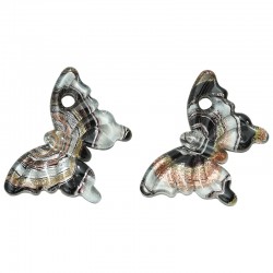 Pendentif Papillon en Verre de Style Murano 29 x 45 mm