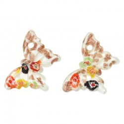 Pendentif Papillon en Verre de Style Murano 29 x 45 mm