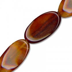 Agate Ovale Rayée Rouge 20 x 40 mm. Qualité AA (Longueur 40 cm. 10 Pièces)