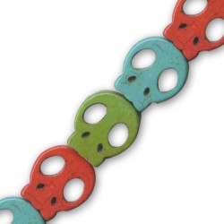 Calavera Plana de Howlita 21 x 19 mm (40 cm de Longitud, 19 Unidades)