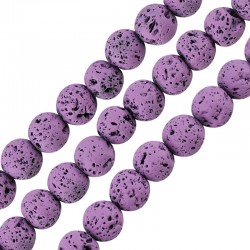 Perle de lave Ronde Violet Clair (~8 mm Ø~0.6 mm (~46 Pièces)