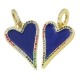 Pendente in Ottone con Cuore Smaltato e Zirconi 18x25mm