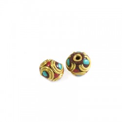 Perlina in Ottone Schiacciata Decorata 11x8mm (Ø 2mm)