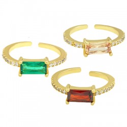 Bague en Laiton et Zircon Rectangulaire 20 mm