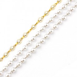 Chaîne maille avec perles acryliques (ABS) 3mm en Acier Inoxydable 304