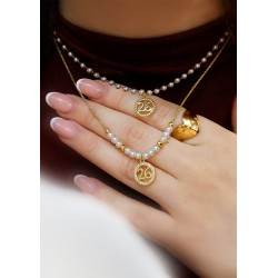 Chaîne maille avec perles acryliques (ABS) 3mm en Acier Inoxydable 304