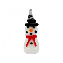 Pendentif en Verre de Style Murano Bonhomme de Neige ~12X33Mm/ 2.8Mm