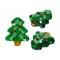 Pendentif en Verre de Style Murano en Forme D'Arbre de Noël ~19 x 25 Mm/8.3 mm