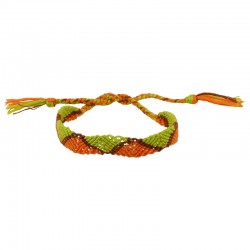 Woven Friendship Bracelet with Geometric Pattern Green 10mm