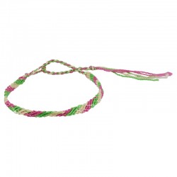 Woven Friendship Bracelet Pink Green 5mm