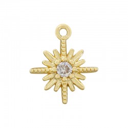 Breloque en laiton en forme d'étoile avec zircon 11 x 13 mm
