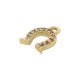 Brass Charm Horseshoe with Zircon 6x9mm