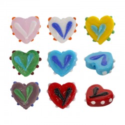 Perle de Style Murano en Forme de Cœur Plat 17 x 14 mm/6 mm Ø 1,5 mm