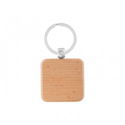Steel Keyring with Wooden Pendant Square 38mm/7mm