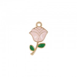 Colgante De Zamak Esmaltado Con Forma De Tulipán 13 x 23 mm