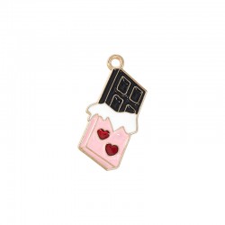 Pendentif en Zamak émaillé Chocolat 13,5 x 26 mm
