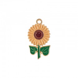 Pendentif en Zamak émaillé Tournesol 15 x 27 mm
