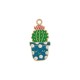 Enameled Zamak Pendant Flowerpot Cactus 14x28mm