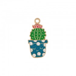 Colgante de Zamak Esmaltado Maceta Cactus 14x28 mm
