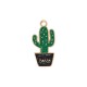 Enameled Zamak Pendant Flowerpot Cactus Hello 13x27mm