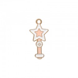 Pendentif en zamak émaillé Étoile Baguette 13 x 28 mm