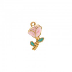 Charm de Acero Inoxidable 304 Esmaltado con Forma de Flor 8,9 x 17 mm/5,6 mm