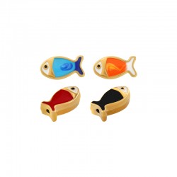 Ανοξείδωτο Ατσάλι 304 Ψάρι με Σμάλτο 7.5x13.8mm/5.5mm Ø1.3mm