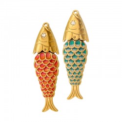 Pendentif Poisson en Acier Inoxydable 304 émaillé 14,8 x 50 mm/5,5 mm