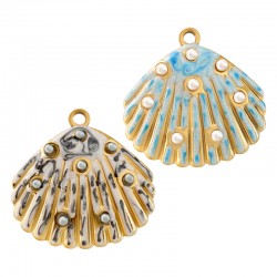 Enameled Stainless Steel 304 Shell &Pearl 29.3x28.8mm/3.8mm