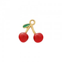 Breloque Cerise en Acier Inoxydable 304 émaillé 11,2 x 12 mm/4,4 mm