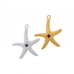 Pendentif Étoile de Mer en Acier Inoxydable 304 avec Strass 22 x 25,5 mm