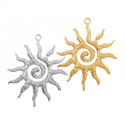 Stainless Steel 304 Pendant Sun 33.5x40.5mm