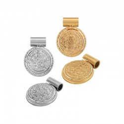 Stainless Steel 304 Charm Round with Madonna 10mm Ø2.2mm